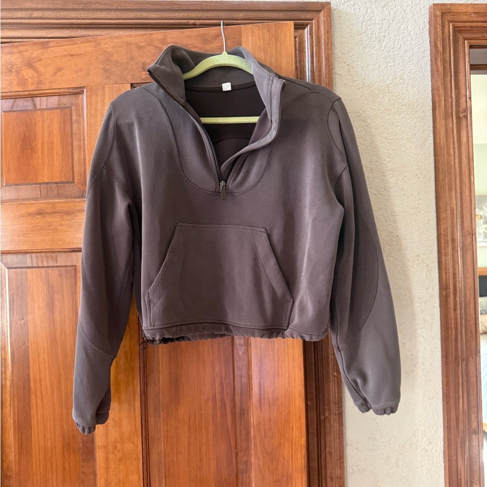 Lululemon Cropped Half-Zip Sweatshirt — Deep Brown
